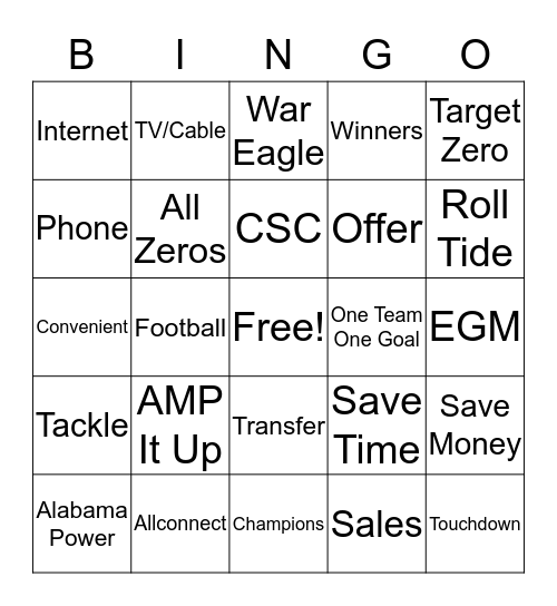 Amp It Up Bingo Card