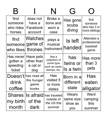 Find someone who... Bingo Card