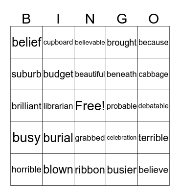 /b/ Bingo! Bingo Card