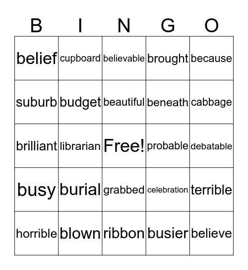 /b/ Bingo! Bingo Card