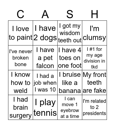 Cascia Bingo Card