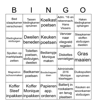VoorVakantie Bingo Card