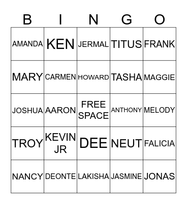 FAMILY BINGO Card
