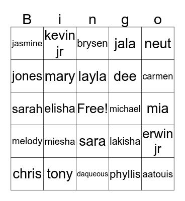 FAMILY BINGO Card