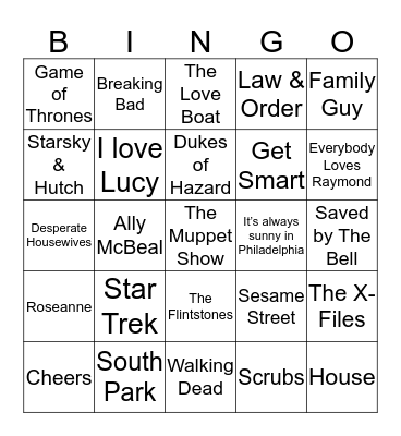 TV Shows Bingo Card