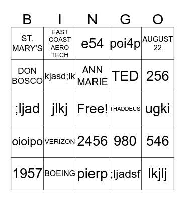 Ted's 60th Birthday Bindo Bingo Card