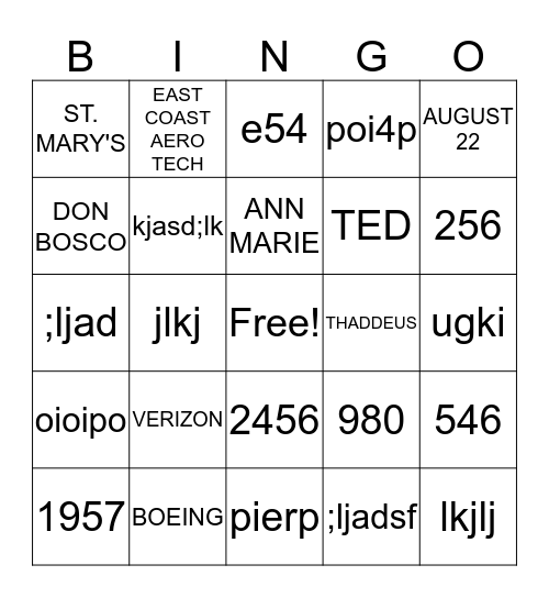 Ted's 60th Birthday Bindo Bingo Card