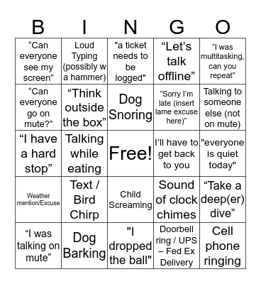 Conference Call Bingo! Bingo Card