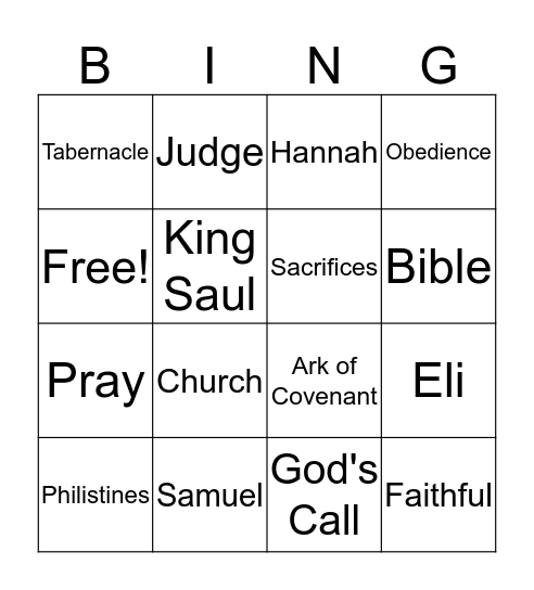Samuel Bingo Card
