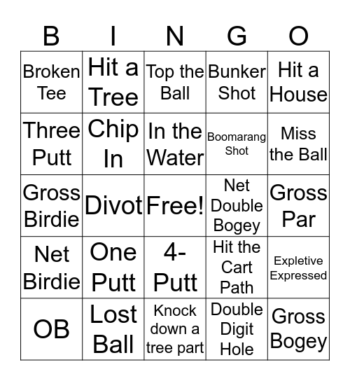 GOLF! Bingo Card