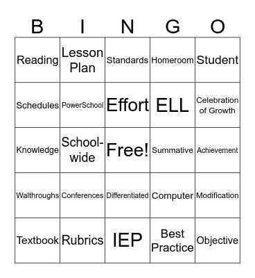 Faculty Meeting Buzzwords Bingo Card