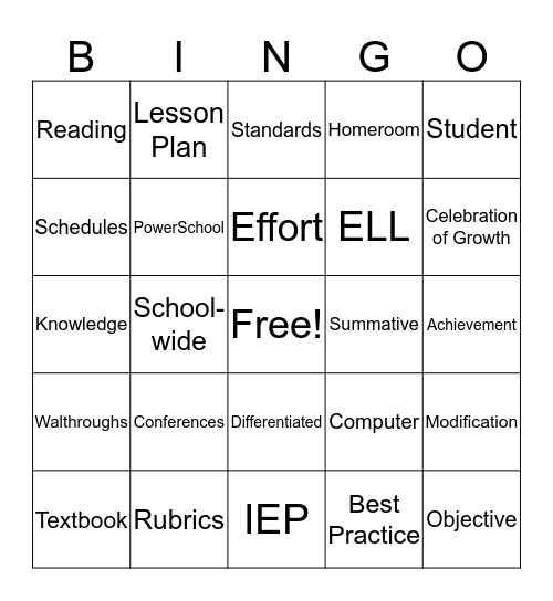 Faculty Meeting Buzzwords Bingo Card