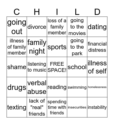 STRESS BINGO Card