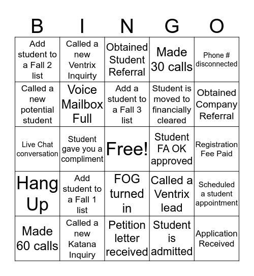 Untitled Bingo Card