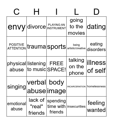 STRESS BINGO Card