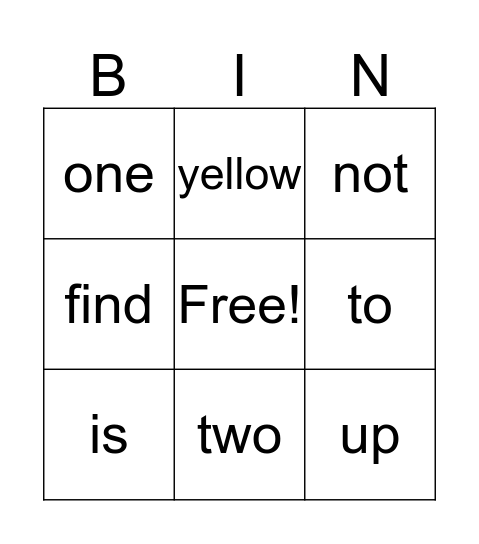 week two Bingo Card