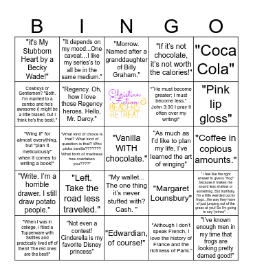 CFRR Speed Chats BINGO Card