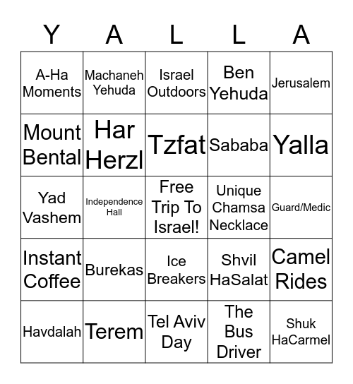 Birthright Bingo Card