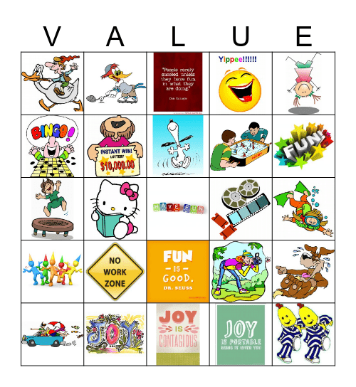 Amusement\Fun\Joy Bingo Card