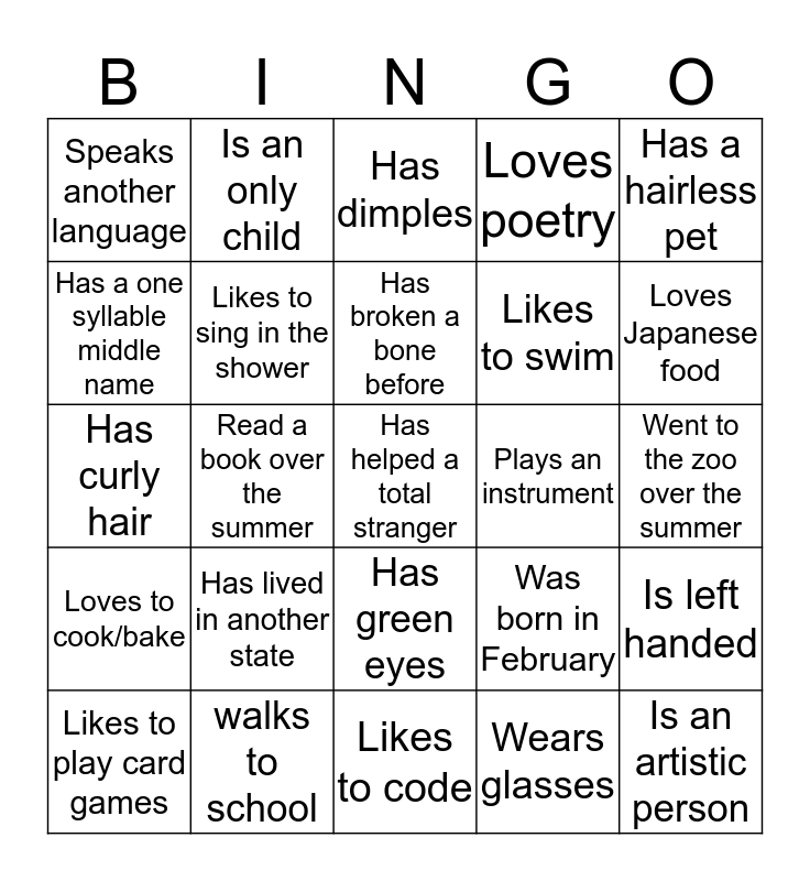 Proper Bingo Card