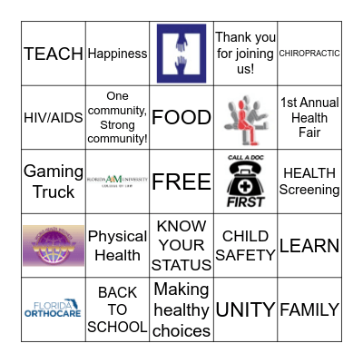 West-Side Community Health Fair Bingo Card