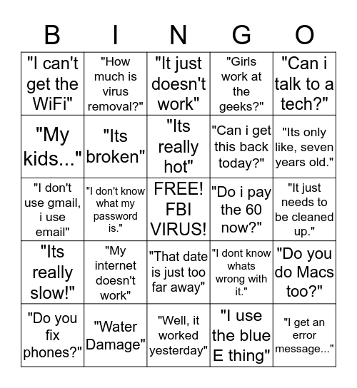 Stuff Clients Say Bingo! Bingo Card