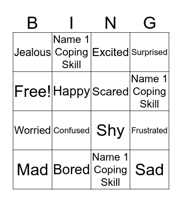 Emotional Awareness Bingo Card