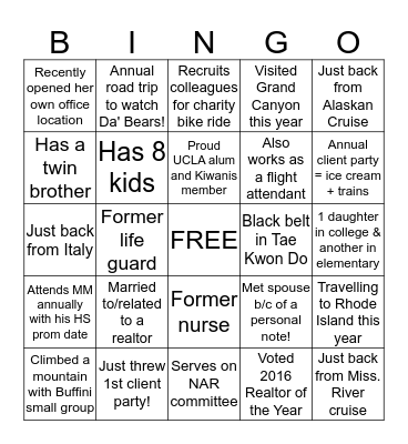 WINTERTIME CREW MEET & GREET BINGO Card