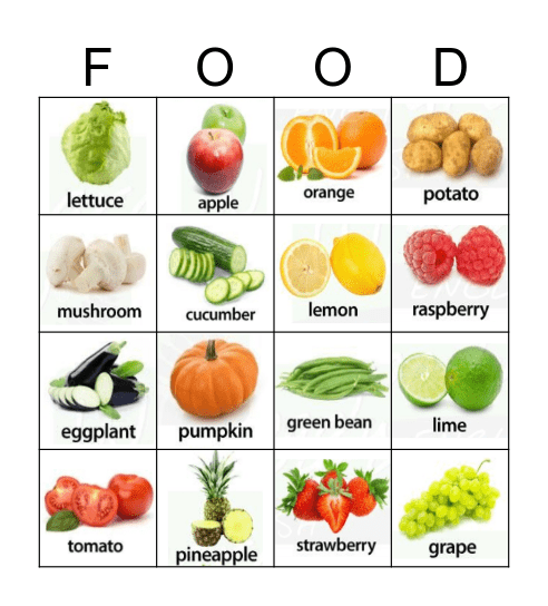 FOOD BINGO Card