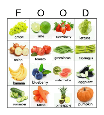 FOOD BINGO Card