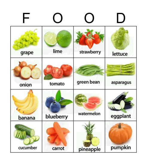 FOOD BINGO Card