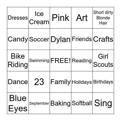 Haley's Birthday Bingo!! Bingo Card