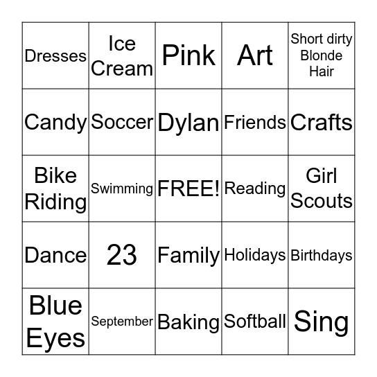 Haley's Birthday Bingo!! Bingo Card