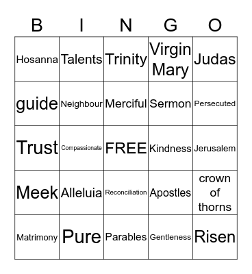 CONFIRMATION BINGO Card