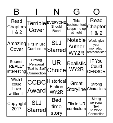 Awards, Books, & More 2! Bingo Card