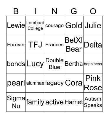 A XI D    BINGO Card