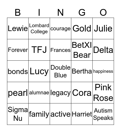 A XI D    BINGO Card