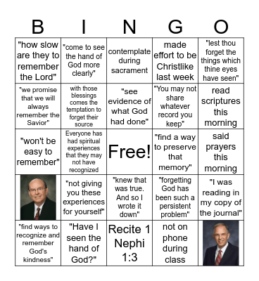 O Remember, Remember Bingo Card