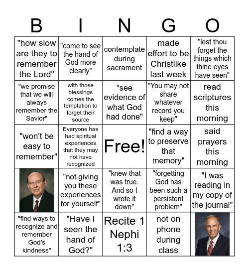 O Remember, Remember Bingo Card