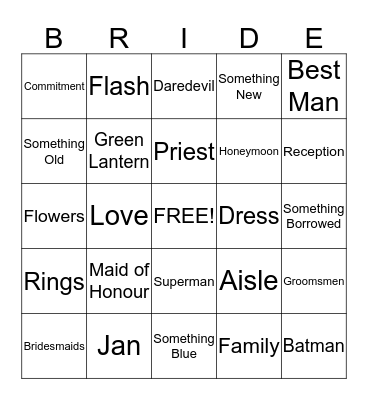 Jan & Marc, September 21st 2013 Bingo Card