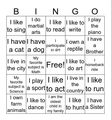 Cherry Valley Bingo Card