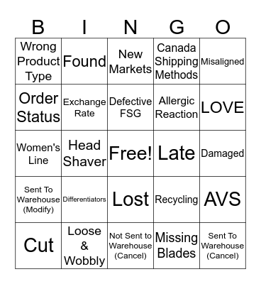 Harry's Bingo!  Bingo Card