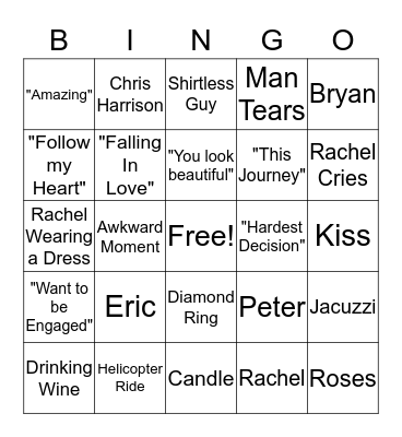 Bachelorette Finale Bingo Card