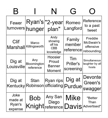 Assembly Call Bingo Card
