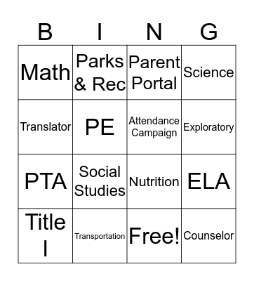 TMS OPEN HOUSE BINGO Card