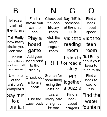 Welcome to Moffat Library! Bingo Card