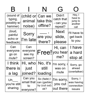 Conference Call Bingo Card