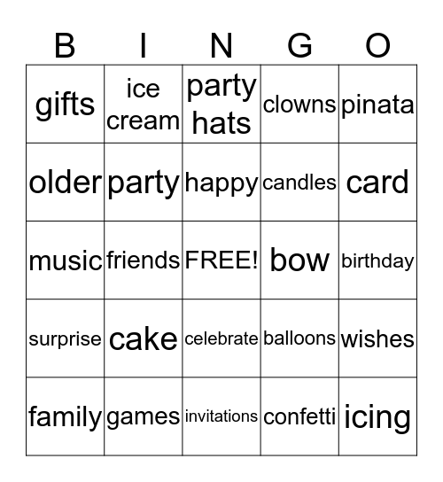 HAPPY BIRTHDAY BINGO!! Bingo Card