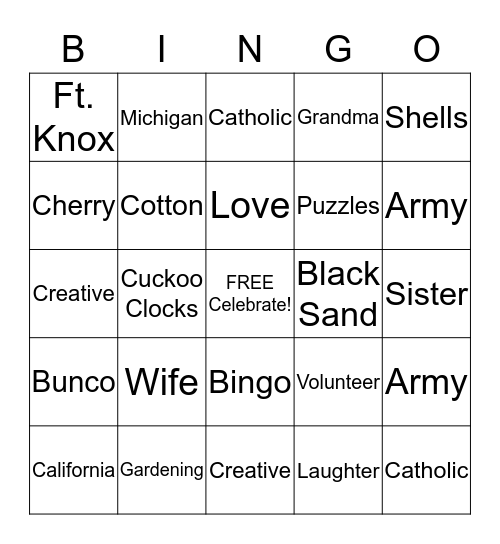 June's Journey Bingo Card