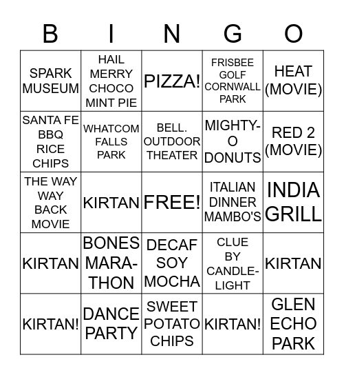 SISTER NIRMALA'S BIRTHDAY BINGO! Bingo Card
